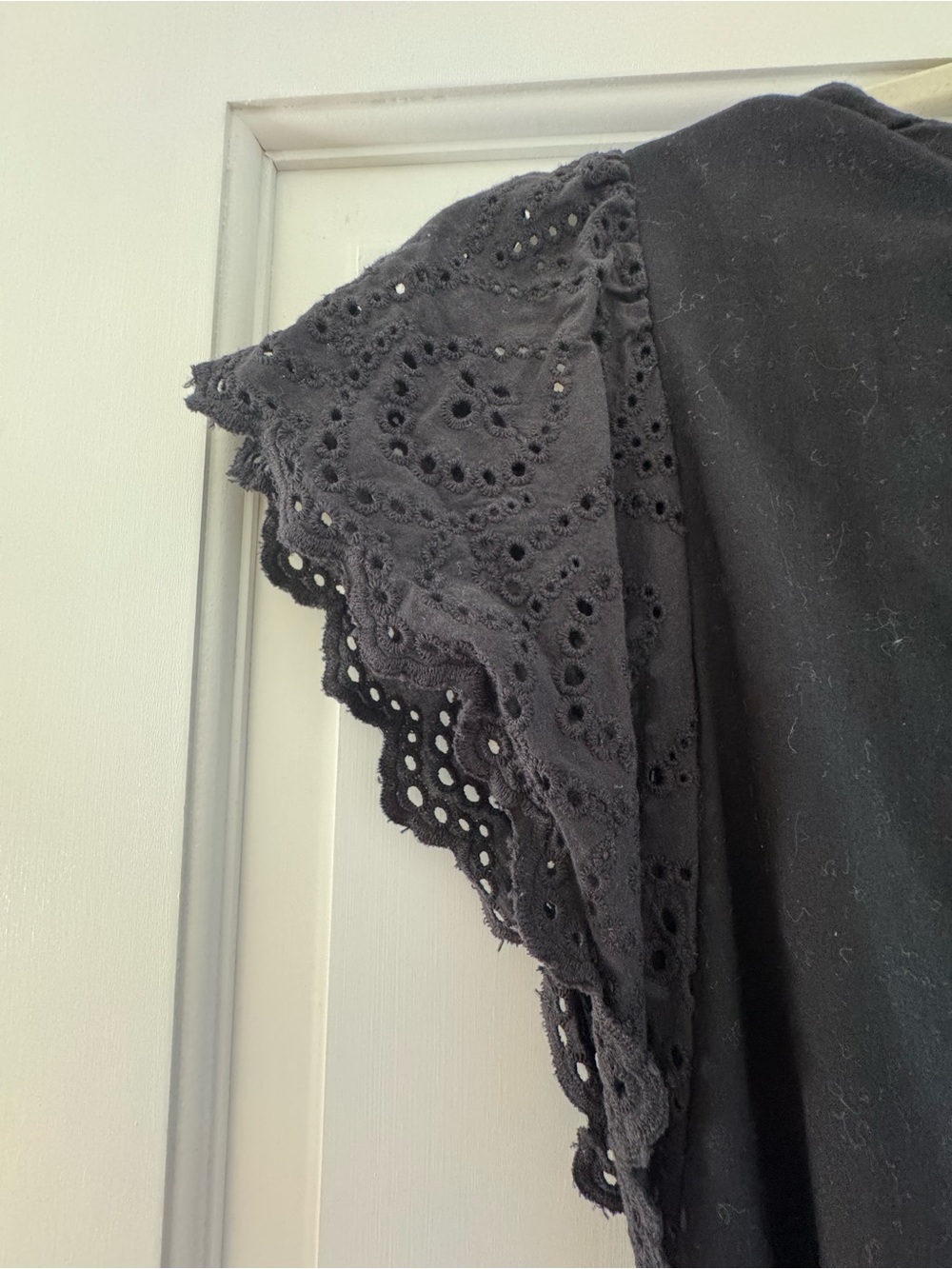 Nine West Black Eyelet-Sleeve Tiered Midi Dress - Picture 8 of 10